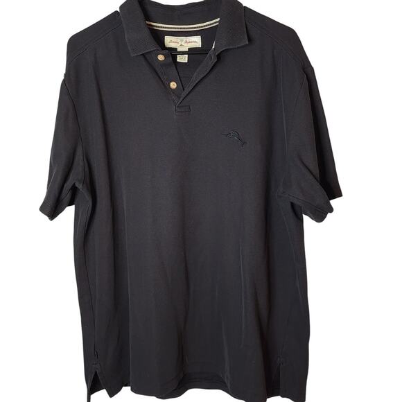 Tommy Bahama Polo Shirt Mens Large Black Fish Logo Classic Preppy - Picture 1 of 8